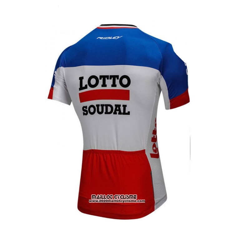 2018 Maillot Ciclismo Lotto Soudal Bleu et Rouge Manches Courtes et Cuissard